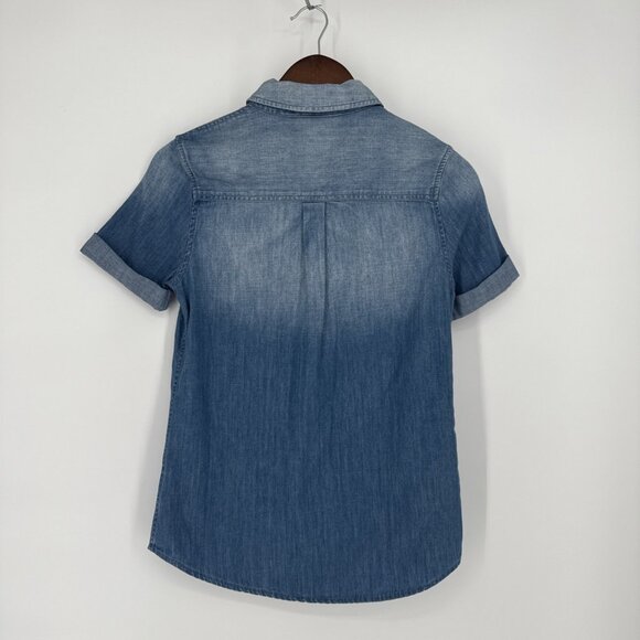 New AG Adriano Goldschmied Women’s Size XS Blue Denim Casual Button Up Shirt S/S - Picture 6 of 9